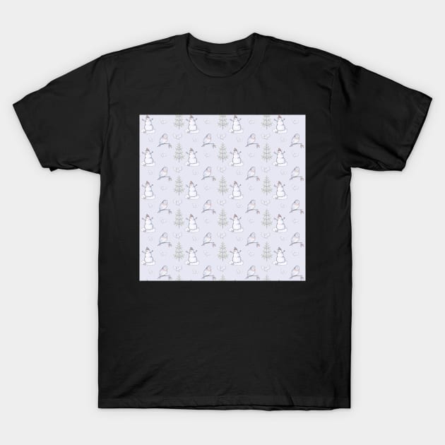 Snowman winter pattern T-Shirt by Amalus-files